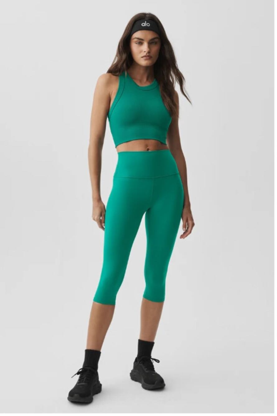 Alo Yoga Airbrush High Waist Capri Leggings Emerald Isle NWT Medium